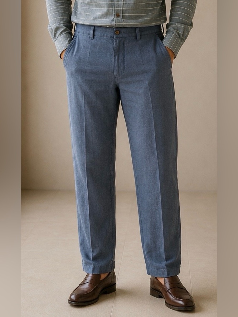 Kenneth Cole Slate Blue linen/cotton blend Pants size 34. BB27